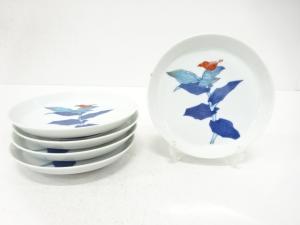 今泉今右衛門造　錦　花絵　皿　5客揃(保護箱付)